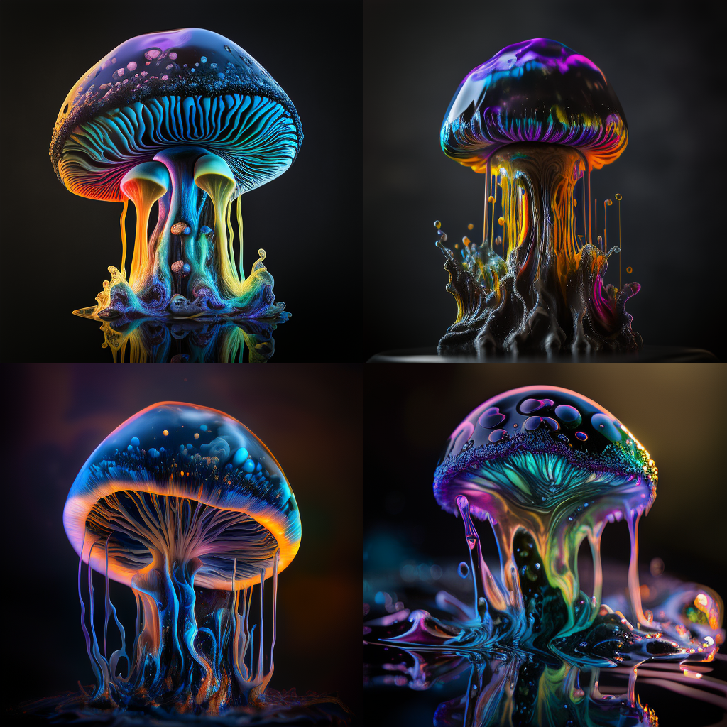 Psychadelic mushroom - set of 4